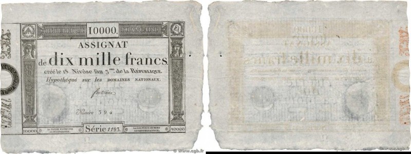 Country : FRANCE 
Face Value : 10000 Francs  
Date : 07 janvier 1795 
Period/Pro...