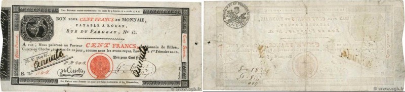 Country : FRANCE 
Face Value : 100 Francs Annulé 
Date : 23 novembre 1803 
Perio...