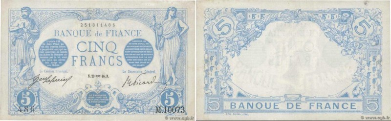 Country : FRANCE 
Face Value : 5 Francs BLEU  
Date : 29 janvier 1916 
Period/Pr...