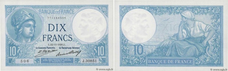 Country : FRANCE 
Face Value : 10 Francs MINERVE  
Date : 22 novembre 1926 
Peri...