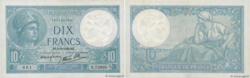 Country : FRANCE 
Face Value : 10 Francs MINERVE modifié  
Date : 05 octobre 193...