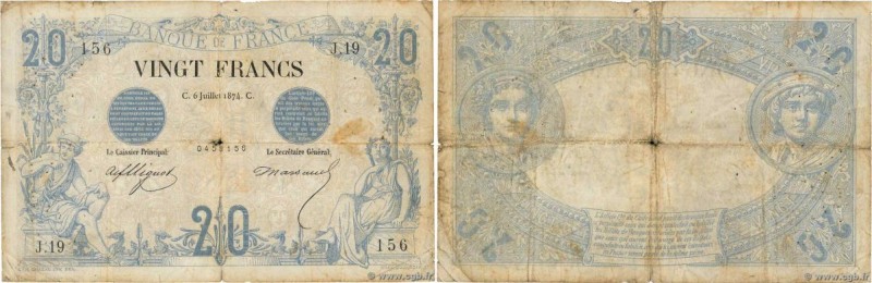 Country : FRANCE 
Face Value : 20 Francs NOIR  
Date : 06 juillet 1874 
Period/P...