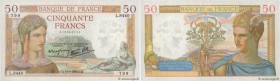 Country : FRANCE 
Face Value : 50 Francs CÉRÈS modifié  
Date : 15 septembre 1938 
Period/Province/Bank : Banque de France, XXe siècle 
Catalogue refe...