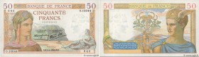 Country : FRANCE 
Face Value : 50 Francs CÉRÈS modifié  
Date : 04 avril 1940 
Period/Province/Bank : Banque de France, XXe siècle 
Catalogue referenc...