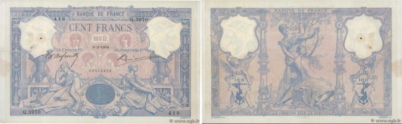 Country : FRANCE 
Face Value : 100 Francs BLEU ET ROSE  
Date : 09 février 1904 ...
