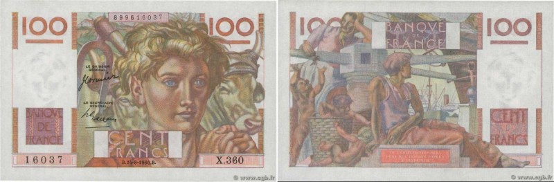 Country : FRANCE 
Face Value : 100 Francs JEUNE PAYSAN  
Date : 24 août 1950 
Pe...
