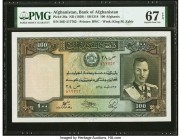 Afghanistan Bank of Afghanistan 100 Afghanis ND (1939) / SH1318 Pick 26a PMG Superb Gem Unc 67 EPQ. Simply beautiful Bradbury, Wilkinson & Company des...