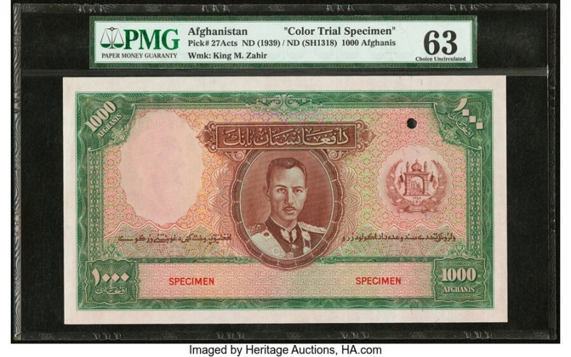 Afghanistan Bank of Afghanistan 1000 Afghanis ND (1939) / ND (SH1318) Pick 27Act...