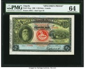 Angola Banco Nacional Ultramarino 5 Mil Reis 1.3.1909 Pick 32sp Specimen Proof PMG Choice Uncirculated 64. A beautiful array of colors is seen on this...