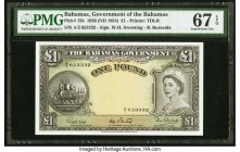 Bahamas Bahamas Government 1 Pound 1936 (ND 1954) Pick 15b PMG Superb Gem Unc 67 EPQ. A desirable high grade large denomination from the 1953 issue. G...