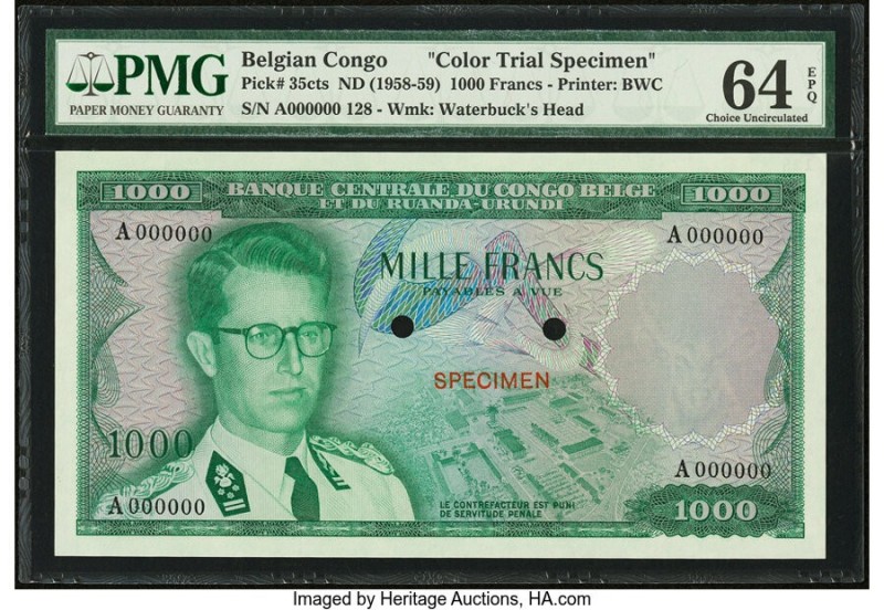 Belgian Congo Banque Centrale du Congo Belge 1000 Francs ND (1958-59) Pick 35cts...