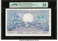 Belgium Banque Nationale de Belgique 10,000 Francs-2000 Belgas 8.3.1938 Pick 105 PMG About Uncirculated 53. This stunning, large format banknote is th...