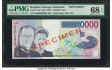 Belgium Banque Nationale de Belgique 10,000 Francs ND (1997) Pick 152s Specimen PMG Superb Gem Unc 68 EPQ. As the highest denomination of the final se...