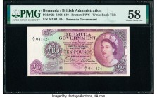 Bermuda Bermuda Government 10 Pounds 28.7.1964 Pick 22 PMG Choice About Unc 58. Only the briefest traces of circulation are seen on this beautiful Ten...