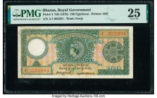Bhutan Royal Government 100 Ngultrum ND (1978) Pick 4 PMG Very Fine 25. All denominations from the 1974-78 series are scarce, with this 100 Ngultrum b...