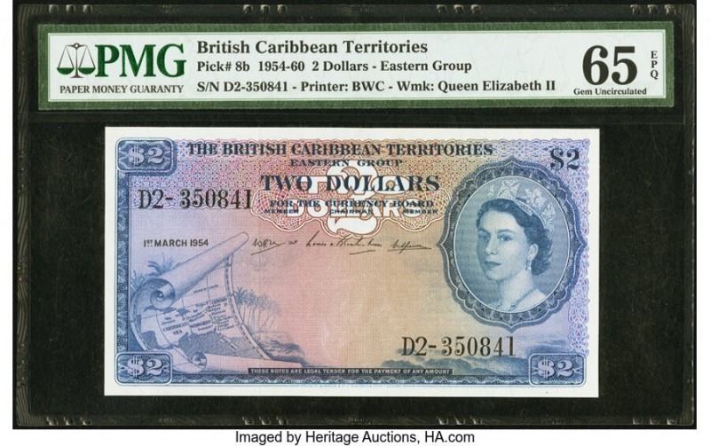 British Caribbean Territories Currency Board 2 Dollars 1.3.1954 Pick 8b PMG Gem ...