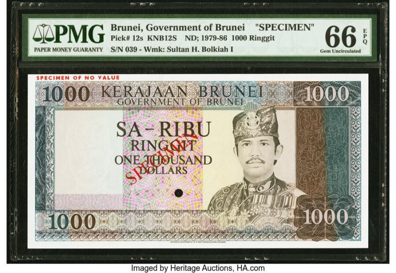 Brunei Government of Brunei 1000 Ringgit ND (1979-86) Pick 12s KNB12S Specimen P...