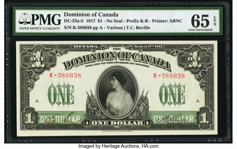 Canada Dominion of Canada $1 17.3.1917 Pick 32b DC-23a-ii PMG Gem Uncirculated 6...