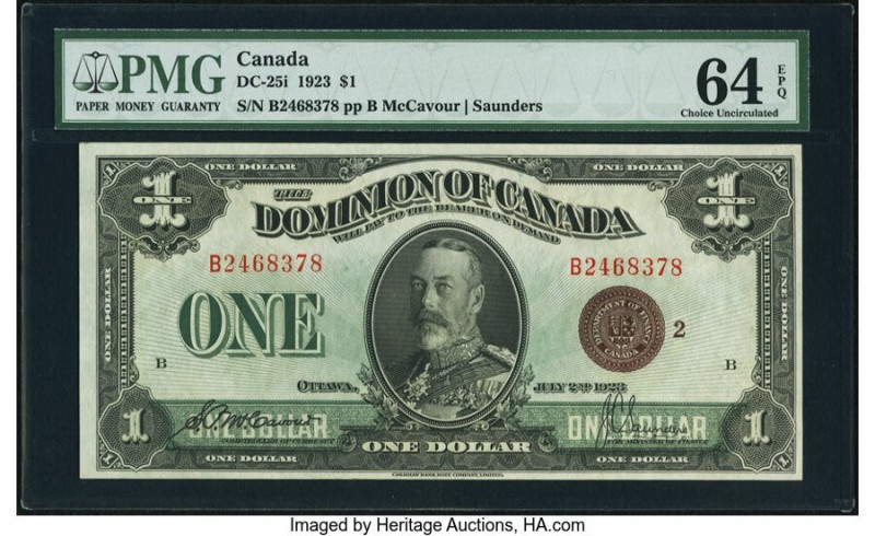 Canada Dominion of Canada $1 2.7.1923 Pick 33i DC-25i PMG Choice Uncirculated 64...