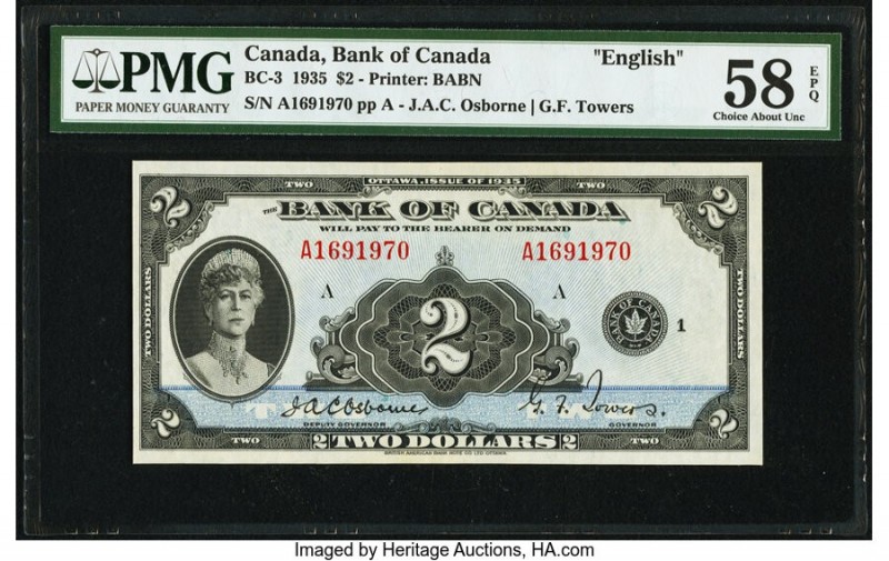 Canada Bank of Canada $2 1935 Pick 40 BC-3 PMG Choice About Unc 58 EPQ. A pleasi...
