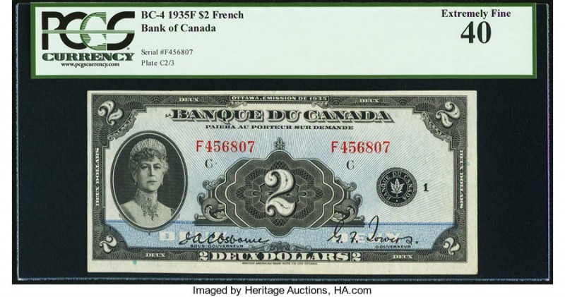 Canada Bank of Canada $2 1935 Pick 41 BC-4 PCGS Currency Extremely Fine 40. Fold...