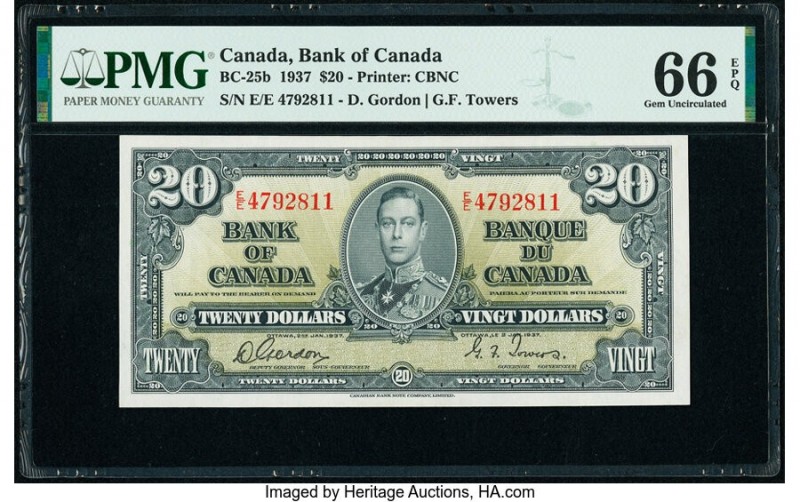 Canada Bank of Canada $20 2.1.1937 Pick 62b BC-25b PMG Gem Uncirculated 66 EPQ. ...