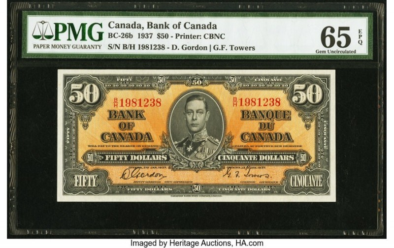 Canada Bank of Canada $50 2.1.1937 Pick 63b BC-26b PMG Gem Uncirculated 65 EPQ. ...