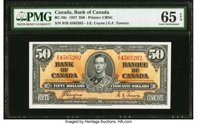 Canada Bank of Canada $50 2.1.1937 Pick 63c BC-26c PMG Gem Uncirculated 65 EPQ. ...