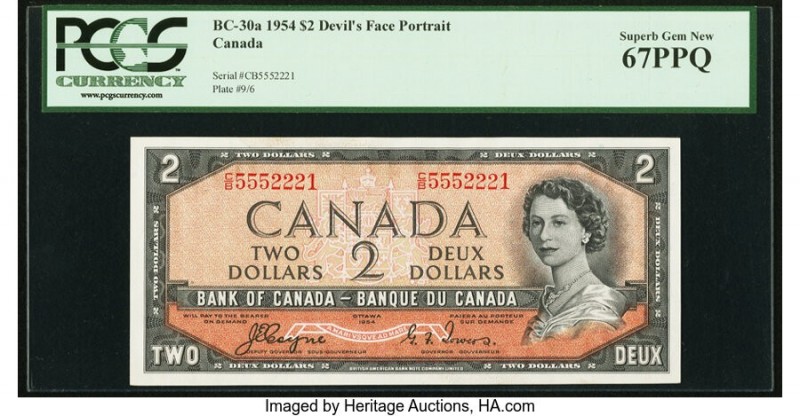Canada Bank of Canada $2 1954 Pick 67a BC-30a "Devil's Face" PCGS Currency Super...