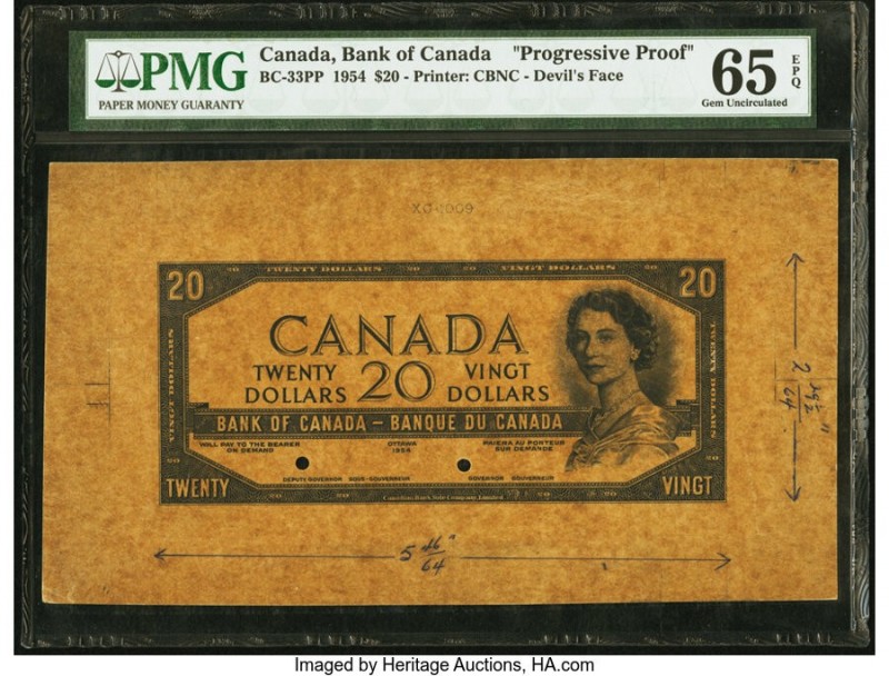 Canada Bank of Canada $20 1954 "Devil's Face" Pick 70s BC-33PP "Progressive Proo...