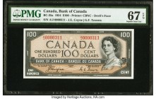 Canada Bank of Canada $100 1954 BC-35a "Devil's Face" PMG Superb Gem Unc 67 EPQ. Incredible technical features appear on both sides of this fantastic ...