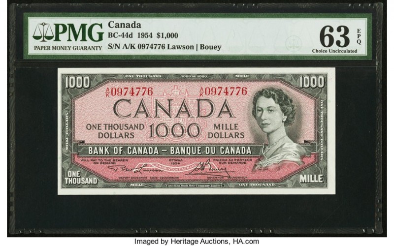 Canada Bank of Canada $1000 1954 Pick 83d BC-44d PMG Choice Uncirculated 63 EPQ....