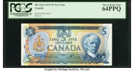 Canada Bank of Canada $5 1979 Pick 92at BC-53aT Test Note PCGS Currency Very Choice New 64PPQ. This Test Note, which is denoted by its serial number b...