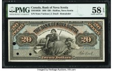 Canada Halifax, NS- Bank of Nova Scotia $20 2.7.1896 Pick S626r Ch.# 550-24-02R Remainder PMG Choice About Unc 58 EPQ. A simply beautiful note is offe...