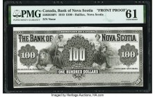 Canada Halifax, NS- Bank of Nova Scotia $100 2.1.1919 Pick S631cp Ch.# 550-28-36P1 Face Proof PMG Uncirculated 61. This handsome $100 features the thi...