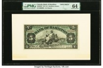 Canada Hamilton, ON- Bank of Hamilton $5 1.6.1914 Pick S461b Ch.# 345-20-04S; 345-20-04P2 Specimen and Back Proof PMG Choice Uncirculated 64; Superb G...