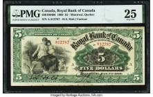 Canada Montreal, PQ- Royal Bank of Canada $5 2.1.1909 Pick S1371b Ch.# 630-10-04-06 PMG Very Fine 25. At the time of cataloging, this is the finest gr...