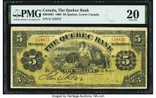 Canada Quebec, LC- Quebec Bank $5 1.6.1908 Pick S1362 Ch.# 620-48-04-02 PMG Very Fine 20. This amazingly rare issued banknote exhibits two characteris...