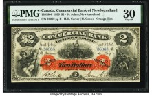 Canada St. John's, NF- Commercial Bank of Newfoundland $2 3.1.1888 Pick S113 Ch.# 185-18-04 PMG Very Fine 30. A simply lovely note with bold colors, i...
