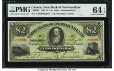 Canada St. John's, NF- Union Bank of Newfoundland $2 1.5.1882 Pick S124 Ch.# 750-16-02 PMG Choice Uncirculated 64 EPQ. A small group of Uncirculated n...