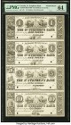 Canada St. Stephen, NB- St. Stephens Bank £1-£1-£5-£10 ND (1830s) Ch.# 675-10-02-04-06P Uncut Proof Sheet PMG Choice Uncirculated 64. A beautiful uncu...
