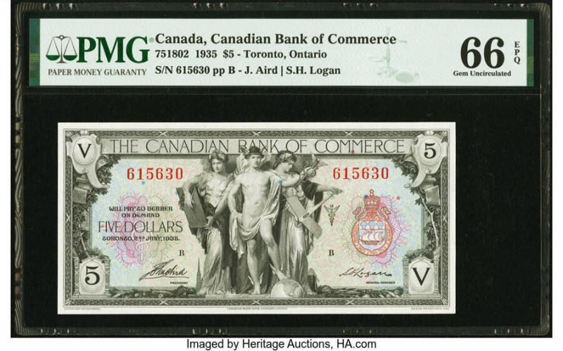 Canada Toronto, ON- Canadian Bank of Commerce $5 2.1.1935 Pick S970 Ch.# 75-18-0...