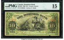 Canada Toronto, ON- Dominion Bank $10 2.1.1900 Pick S1024a Ch.# 220-18-02 PMG Choice Fine 15. Issued banknotes from the Dominion Bank are quite rare a...