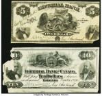Canada Toronto, ON- Imperial Bank of Canada $5; $10 10.1.1915 Ch.# 375-16-04S; 375-16-010S Uniface Specimen Pair Very Fine (2). A scarce pair of Speci...