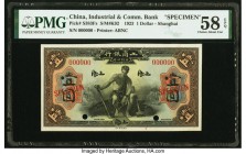China Industrial & Commercial Bank Limited, Shanghai 1 Dollar 1923 Pick S383Fs Specimen PMG Choice About Unc 58 EPQ. A well preserved 1 Dollar example...