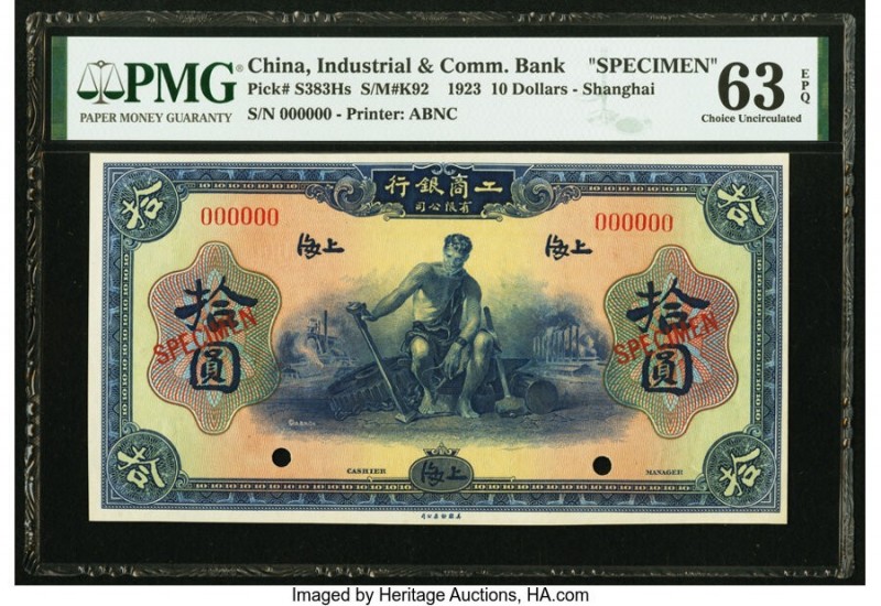 China Industrial & Commercial Bank Limited, Shanghai 10 Dollars 1923 Pick S383Hs...