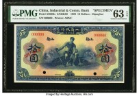 China Industrial & Commercial Bank Limited, Shanghai 10 Dollars 1923 Pick S383Hs Specimen PMG Choice Uncirculated 63 EPQ. A visually appealing Specime...