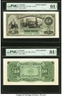 Colombia Estado Soberano de Bolivar 10 Pesos ND (1885) Pick S127p1; S127p2 Front and Back Proofs PMG Choice Uncirculated 64 EPQ (2). A striking vignet...