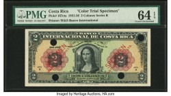 Costa Rica Banco Internacional de Costa Rica 2 Colones ND (1931-36) Pick 167cts Color Trial Specimen PMG Choice Uncirculated 64 EPQ. Waterlow & Sons o...