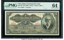 Cuba Banco Nacional de Cuba 2 Pesos ND (1905) Pick 66 PMG Choice Uncirculated 64. This rare denomination from the 1905 series is desirable in that it ...